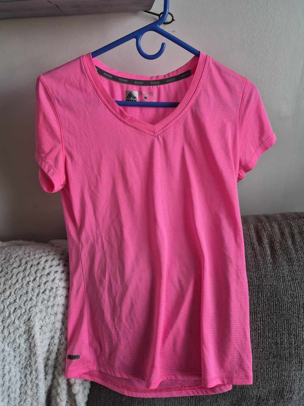 Reebok Women's Neon Pink V-Neck Short Sleeve Tee